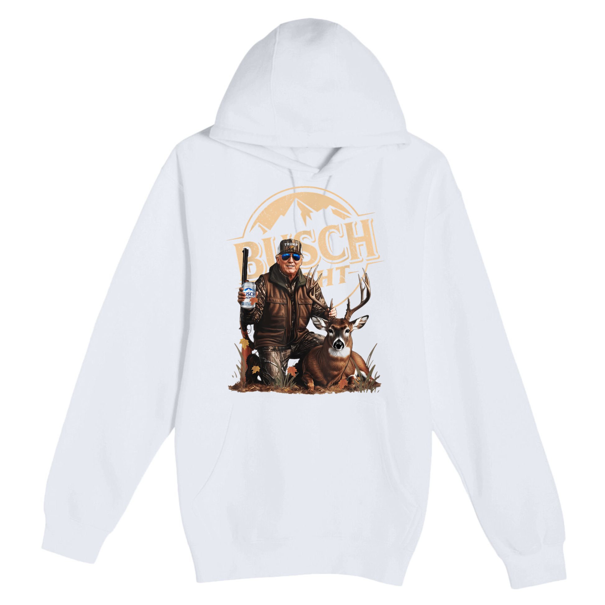 Retro Trump Hunting Deer Funny Beer Drinking Beer Hunting Premium Pullover Hoodie