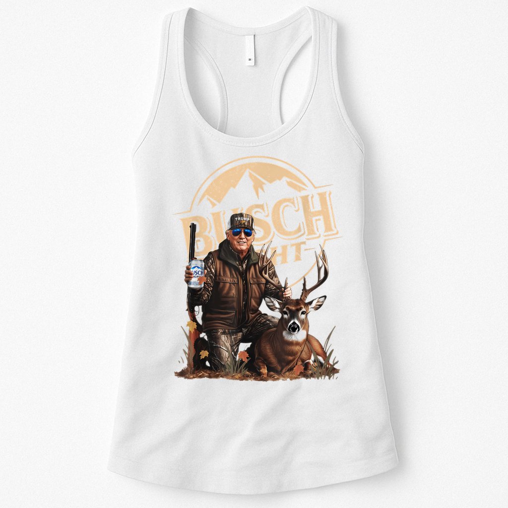 Retro Trump Hunting Deer Funny Beer Drinking Beer Hunting Womens Tank Top
