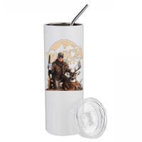 Retro Trump Hunting Deer Funny Beer Drinking Beer Hunting Stainless Steel Tumbler