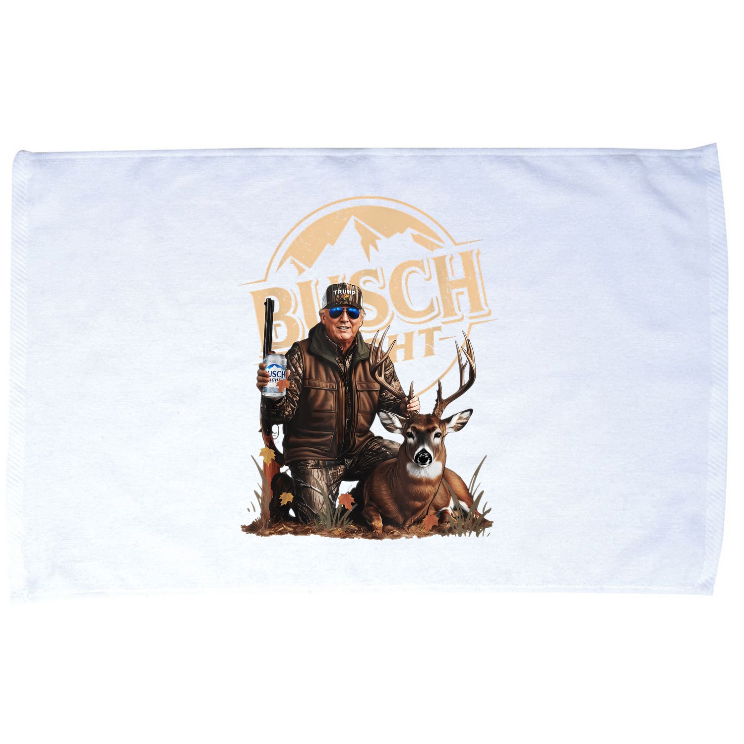 Retro Trump Hunting Deer Funny Beer Drinking Beer Hunting Microfiber Hand Towel