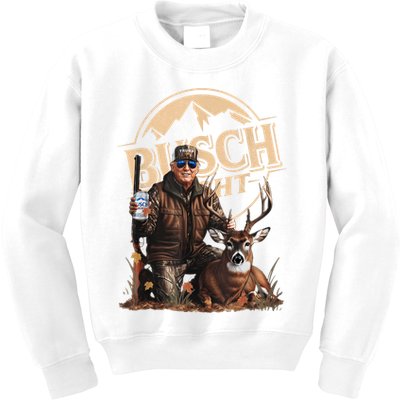 Retro Trump Hunting Deer Funny Beer Drinking Beer Hunting Kids Sweatshirt