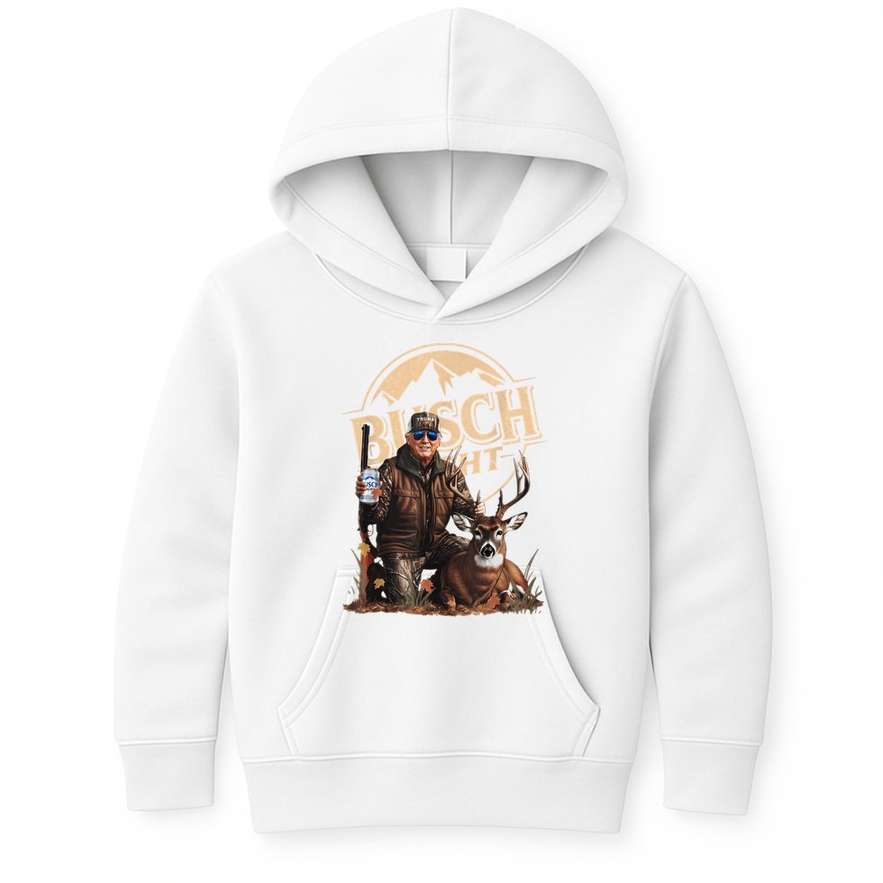 Retro Trump Hunting Deer Funny Beer Drinking Beer Hunting Kids Hoodie