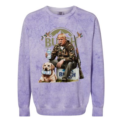 Retro Trump Hunting Deer Design Funny Beer Drinking & Hunting Colorblast Crewneck Sweatshirt