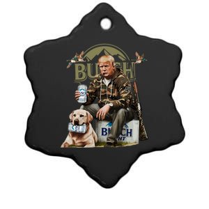 Retro Trump Hunting Deer Design Funny Beer Drinking & Hunting Ceramic Star Ornament