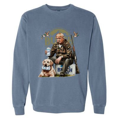 Retro Trump Hunting Deer Design Funny Beer Drinking & Hunting Garment-Dyed Sweatshirt