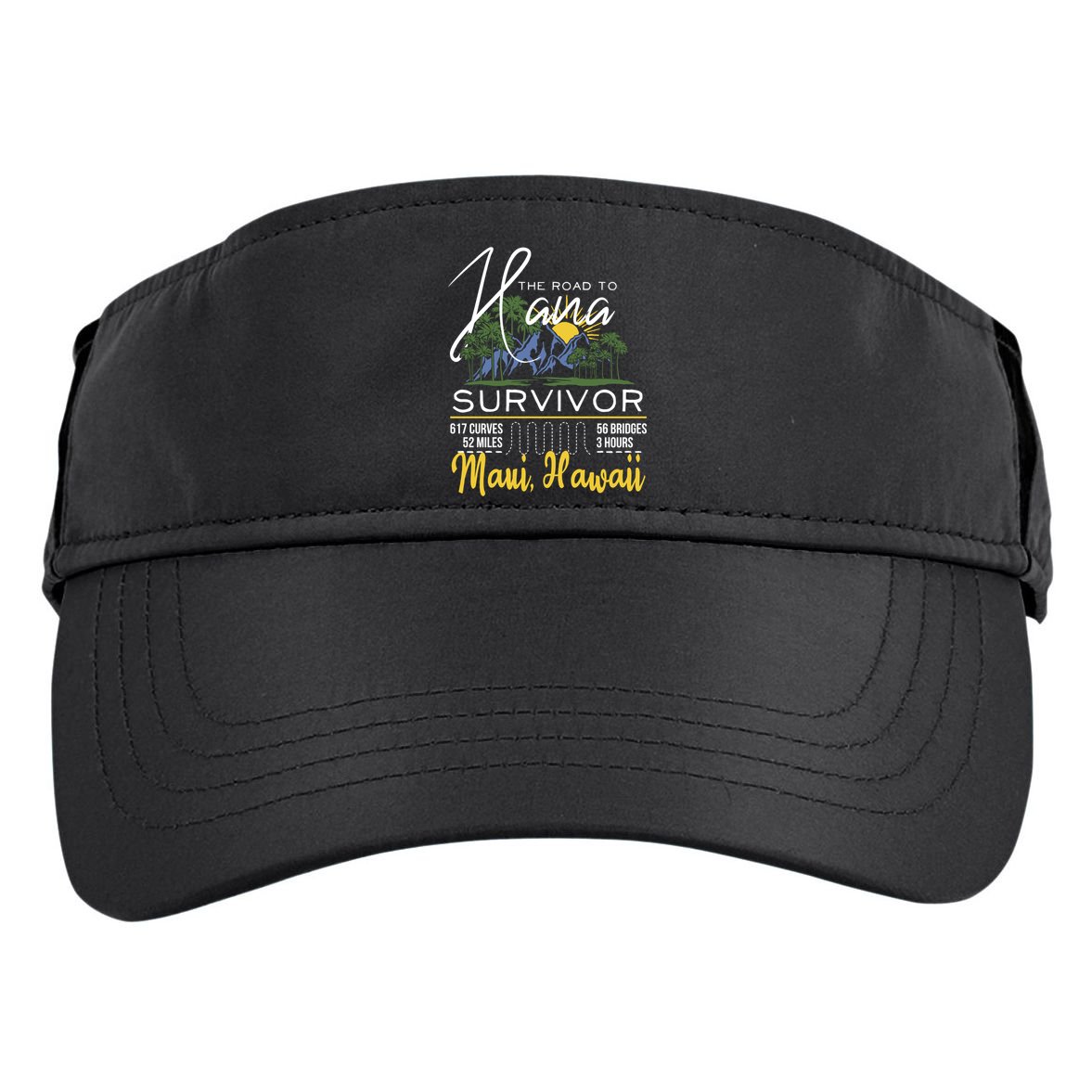 Road To Hana Survivor Curvy Palm Maui Hawaii Lover Gift Adult Drive Performance Visor
