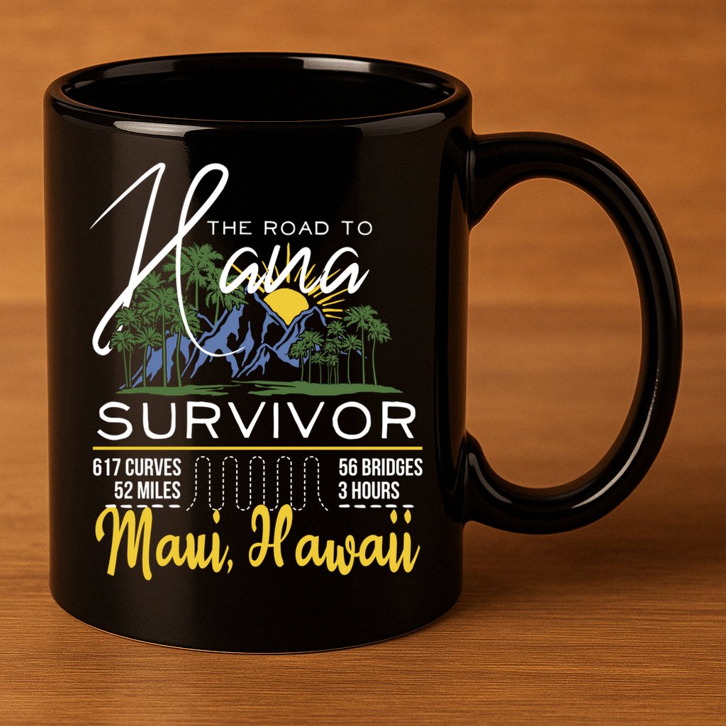 Road To Hana Survivor Curvy Palm Maui Hawaii Lover Gift 11oz C Handle Ceramic Mug