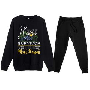 Road To Hana Survivor Curvy Palm Maui Hawaii Lover Gift Premium Crewneck Sweatsuit Set