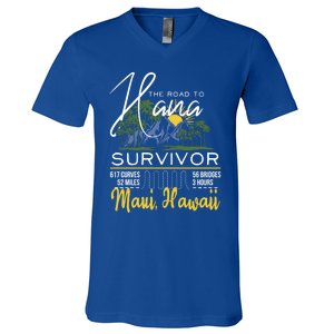 Road To Hana Survivor Curvy Palm Maui Hawaii Lover Gift V-Neck T-Shirt