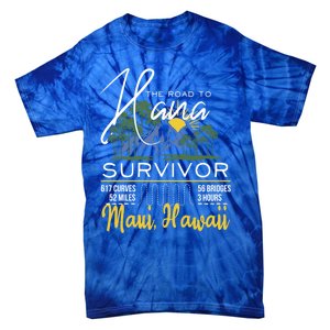 Road To Hana Survivor Curvy Palm Maui Hawaii Lover Gift Tie-Dye T-Shirt