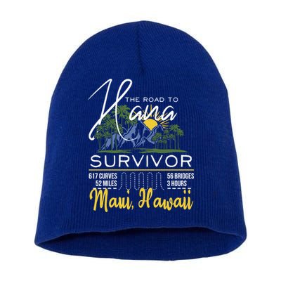 Road To Hana Survivor Curvy Palm Maui Hawaii Lover Gift Short Acrylic Beanie