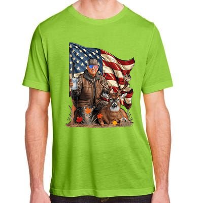 Retro Trump Hunting Deer Funny Beer Drinking Beer Hunting Adult ChromaSoft Performance T-Shirt