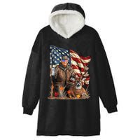 Retro Trump Hunting Deer Funny Beer Drinking Beer Hunting Hooded Wearable Blanket