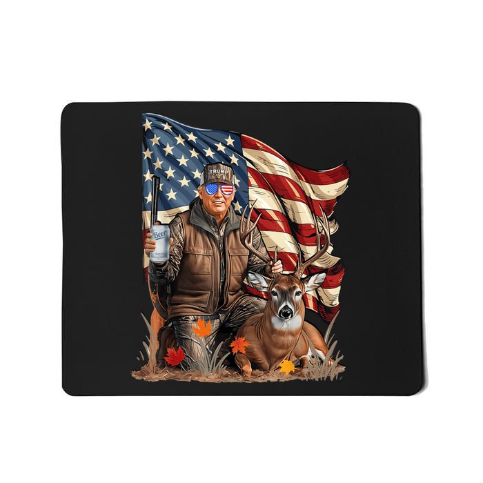 Retro Trump Hunting Deer Funny Beer Drinking Beer Hunting Mousepad