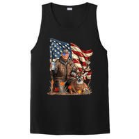 Retro Trump Hunting Deer Funny Beer Drinking Beer Hunting PosiCharge Competitor Tank