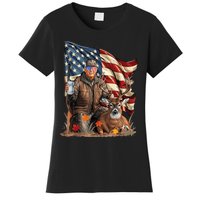 Retro Trump Hunting Deer Funny Beer Drinking Beer Hunting Women's T-Shirt