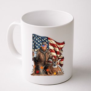 Retro Trump Hunting Deer Funny Beer Drinking Beer Hunting Coffee Mug