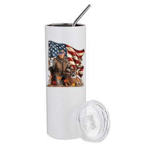 Retro Trump Hunting Deer Funny Beer Drinking Beer Hunting Stainless Steel Tumbler