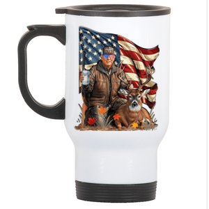 Retro Trump Hunting Deer Funny Beer Drinking Beer Hunting Stainless Steel Travel Mug