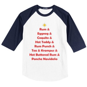 Rum Traveler Holiday Drink List Baseball Sleeve Shirt