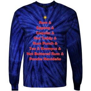 Rum Traveler Holiday Drink List Tie-Dye Long Sleeve Shirt