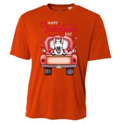 Red Truck Happy Valentines Day Bull Terrier Dog Hearts Gift Cooling Performance Crew T-Shirt