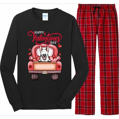 Red Truck Happy Valentines Day Bull Terrier Dog Hearts Gift Long Sleeve Pajama Set