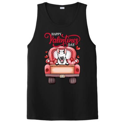 Red Truck Happy Valentines Day Bull Terrier Dog Hearts Gift PosiCharge Competitor Tank