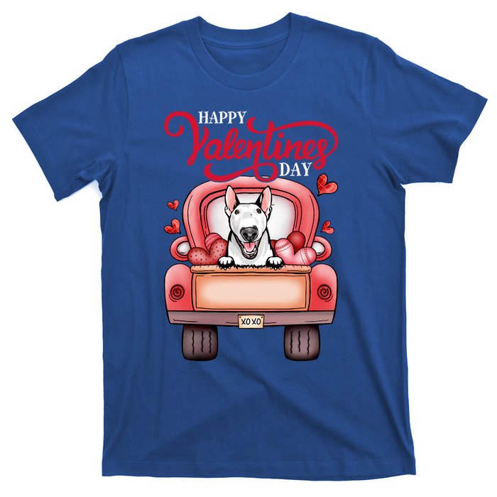 Red Truck Happy Valentines Day Bull Terrier Dog Hearts Gift T-Shirt