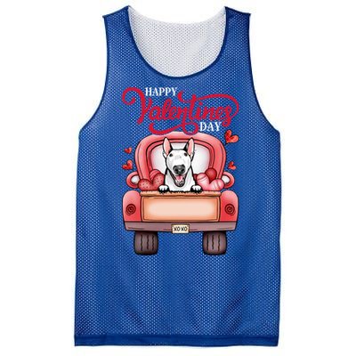 Red Truck Happy Valentines Day Bull Terrier Dog Hearts Gift Mesh Reversible Basketball Jersey Tank