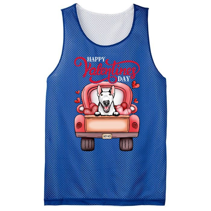 Red Truck Happy Valentines Day Bull Terrier Dog Hearts Gift Mesh Reversible Basketball Jersey Tank