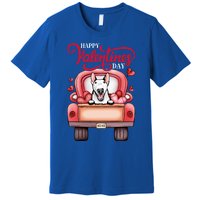 Red Truck Happy Valentines Day Bull Terrier Dog Hearts Gift Premium T-Shirt