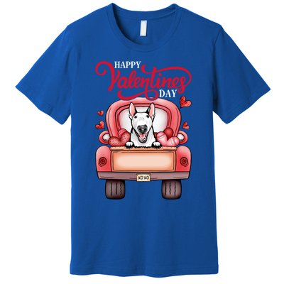 Red Truck Happy Valentines Day Bull Terrier Dog Hearts Gift Premium T-Shirt