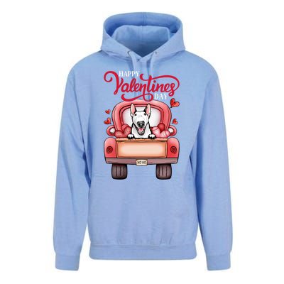 Red Truck Happy Valentines Day Bull Terrier Dog Hearts Gift Unisex Surf Hoodie