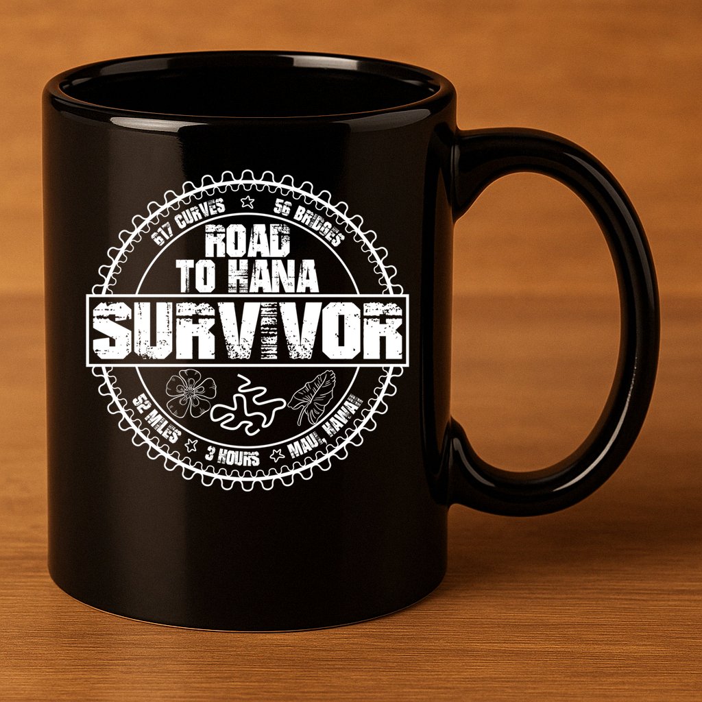 Road To Hana Survivor Curvy Palm Maui Hawaii Lover Gift 11oz C Handle Ceramic Mug
