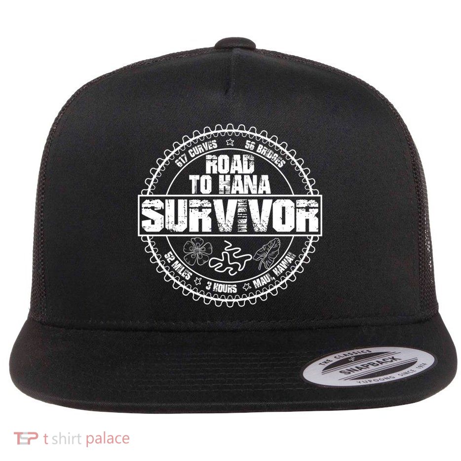 Road To Hana Survivor Curvy Palm Maui Hawaii Lover Gift Flatbill Hat