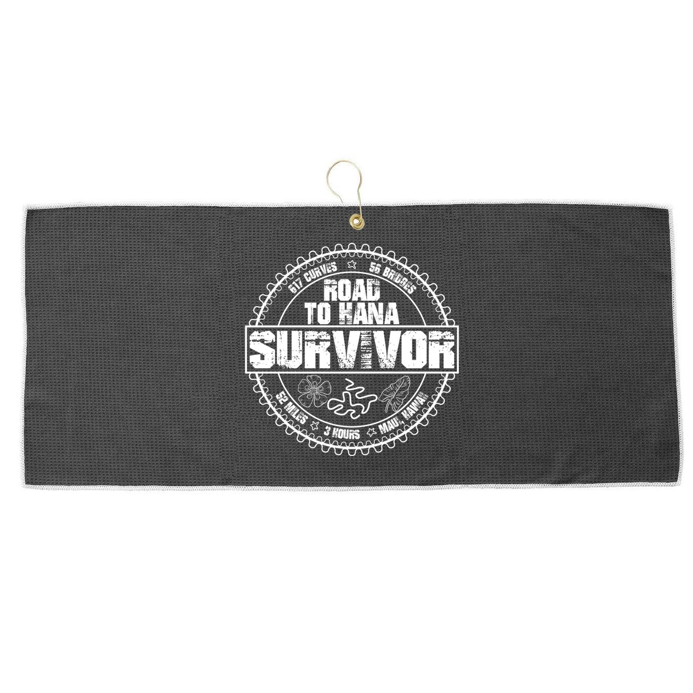 Road To Hana Survivor Curvy Palm Maui Hawaii Lover Gift Large Microfiber Waffle Golf Towel