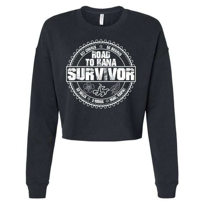 Road To Hana Survivor Curvy Palm Maui Hawaii Lover Gift Cropped Pullover Crew