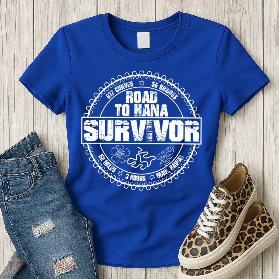 Road To Hana Survivor Curvy Palm Maui Hawaii Lover Gift Womens T-Shirt