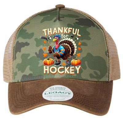 Retro Thanksgiving Hockey Lovers Gift Turkey Thankful Hockey Great Gift Legacy Tie Dye Trucker Hat