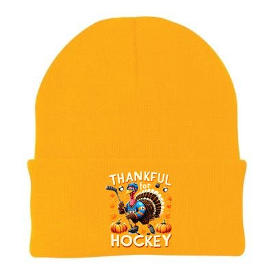 Retro Thanksgiving Hockey Lovers Gift Turkey Thankful Hockey Great Gift Knit Cap Winter Beanie