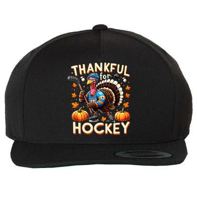 Retro Thanksgiving Hockey Lovers Gift Turkey Thankful Hockey Great Gift Wool Snapback Cap