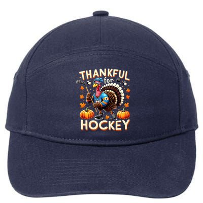 Retro Thanksgiving Hockey Lovers Gift Turkey Thankful Hockey Great Gift 7-Panel Snapback Hat