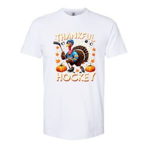 Retro Thanksgiving Hockey Lovers Gift Turkey Thankful Hockey Great Gift Softstyle® CVC T-Shirt