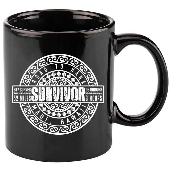 Road To Hana Survivor Curvy Palm Maui Hawaii Lover Gift 11oz C Handle Ceramic Mug