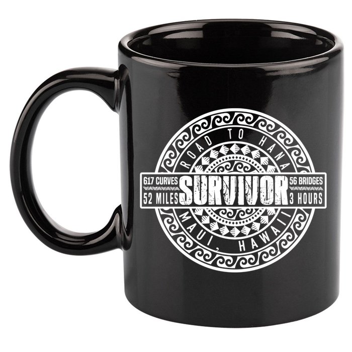 Road To Hana Survivor Curvy Palm Maui Hawaii Lover Gift 11oz C Handle Ceramic Mug