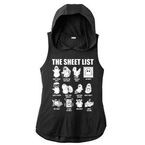 Retro The Halloween Sheet List Funny Boo Sheet Halloween Ladies PosiCharge Tri-Blend Wicking Draft Hoodie Tank