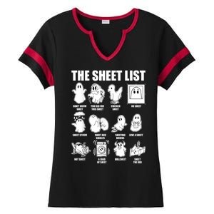 Retro The Halloween Sheet List Funny Boo Sheet Halloween Ladies Halftime Notch Neck Tee