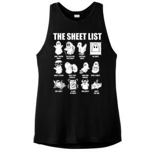 Retro The Halloween Sheet List Funny Boo Sheet Halloween Ladies PosiCharge Tri-Blend Wicking Tank