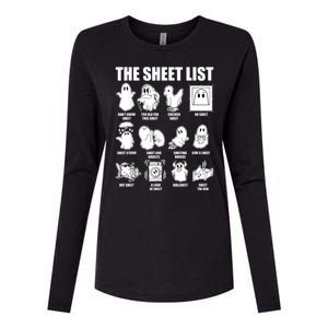 Retro The Halloween Sheet List Funny Boo Sheet Halloween Womens Cotton Relaxed Long Sleeve T-Shirt